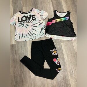 Justice Top and Leggings Bundle Lot-XXL 16P/18P Positivity Love